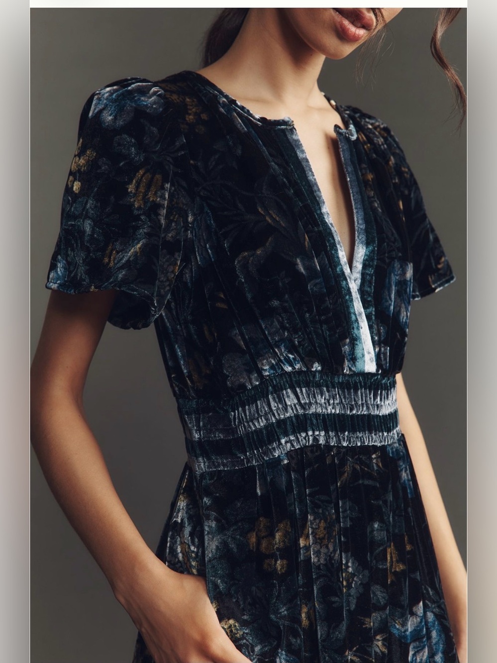 NWT Anthropologie Somerset Velvet Maxi Floral Dress - Picture 3 of 11